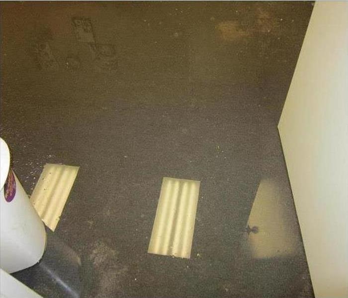 Standing water in a business office.